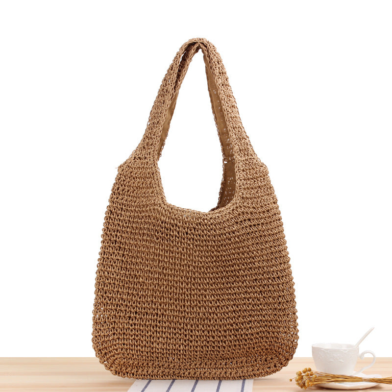 Shoulder Straw Bag Mori Hand Woven Bag Casual Large Capacity Beach Bag Bella Mia